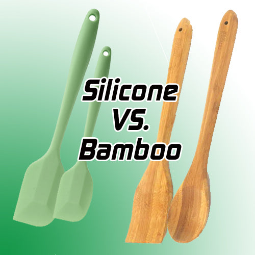 Non-toxic Silicone Kitchen Cooking Utensils Set Natural Wooden