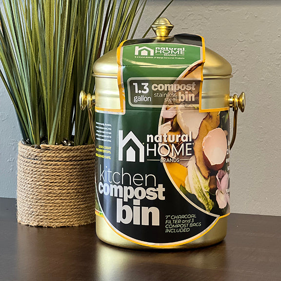 Kitchen Compost Bin - GOLD Stainless Steel