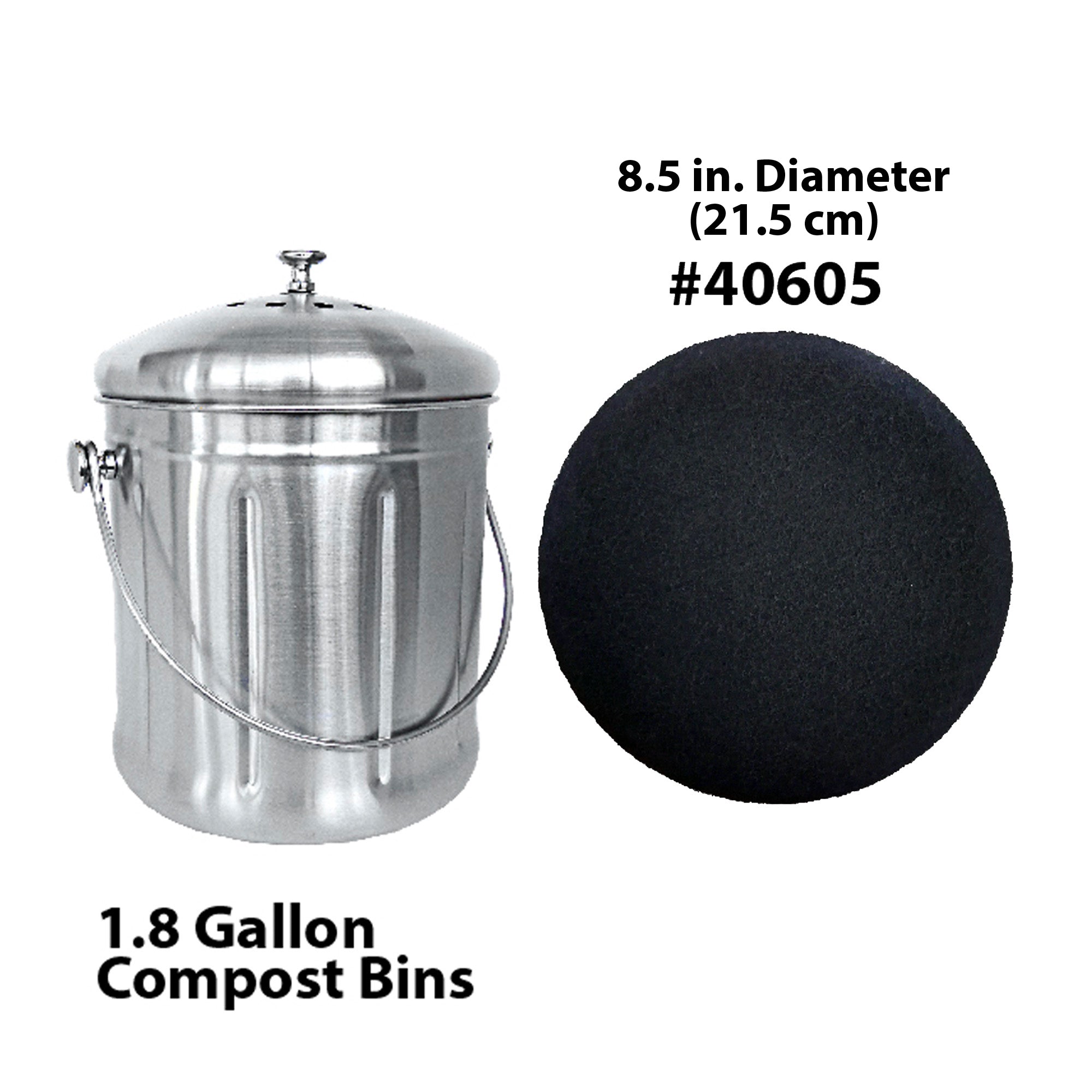 Stainless Steel Compost Bin,1.3 Gallon 2 Charcoal NATURAL HOME filter +15  Bags