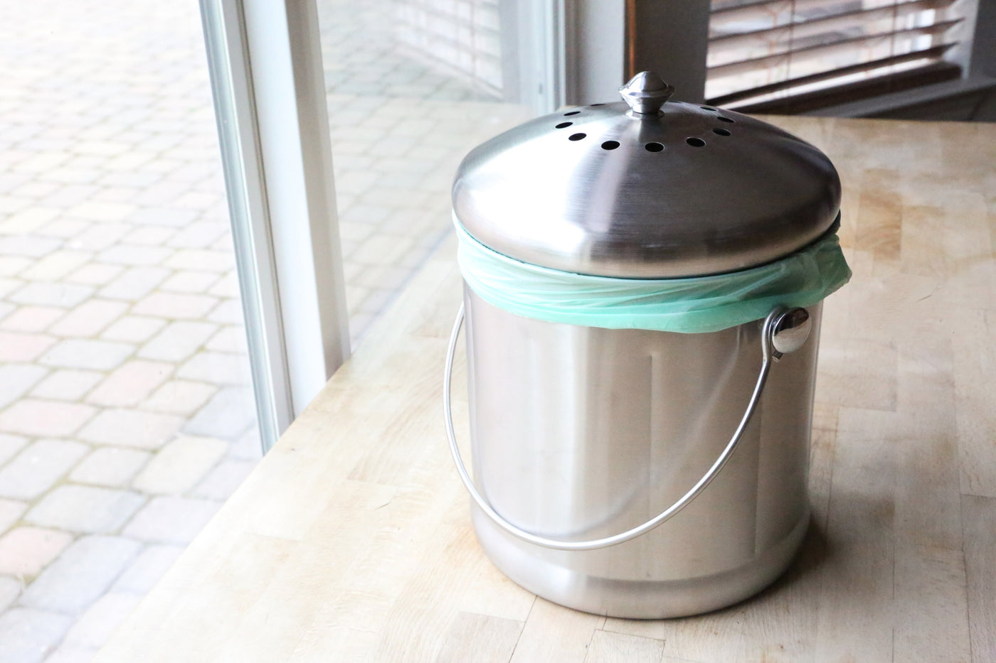 Kitchen Compost Bin, Stainless Steel, 1.3-Gallon