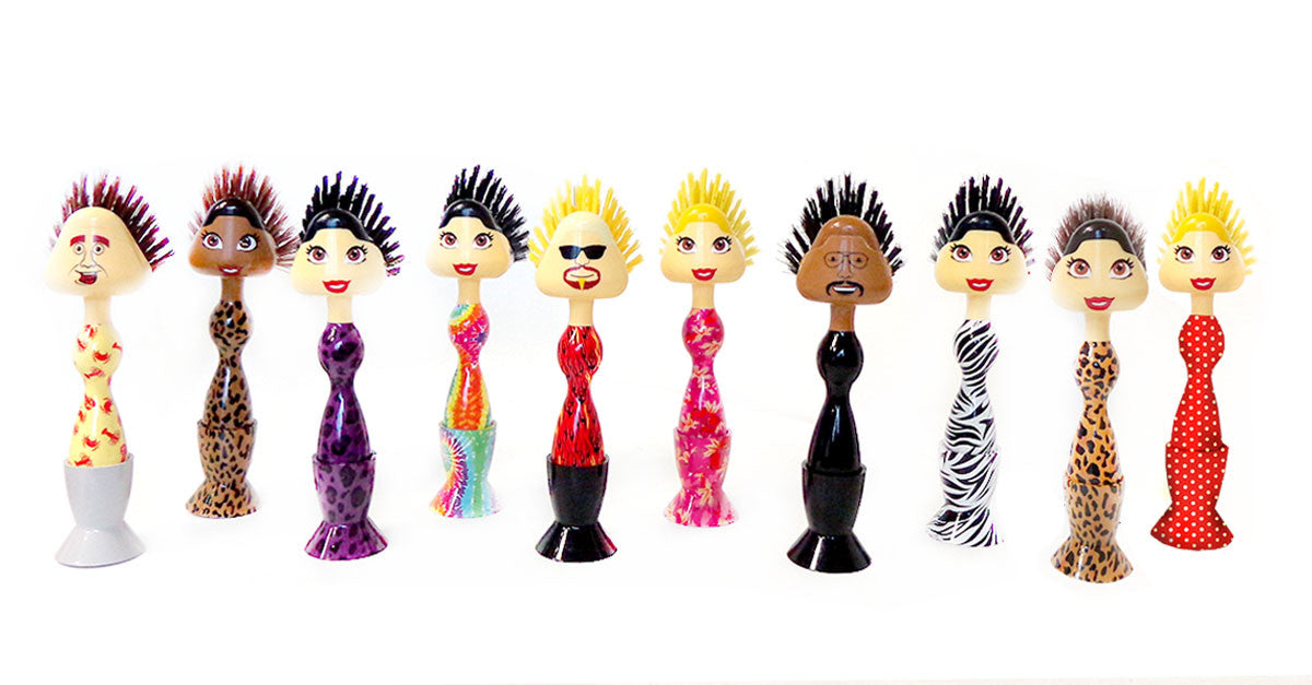 Washing up brush store with face