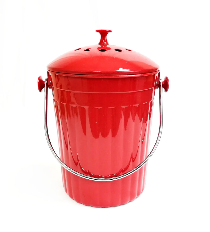 Molded Bamboo® 1 Gallon Compost Bin - Cherry Red