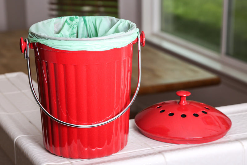 Molded Bamboo® 1 Gallon Compost Bin - Cherry Red
